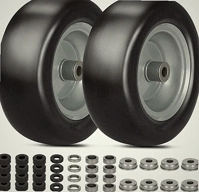 2 PCS 11X4.00-5" Lawn Mower Tires Flat Free,3/4" 5/8" 1/2" Bushing,3.4"-4"-4.5"