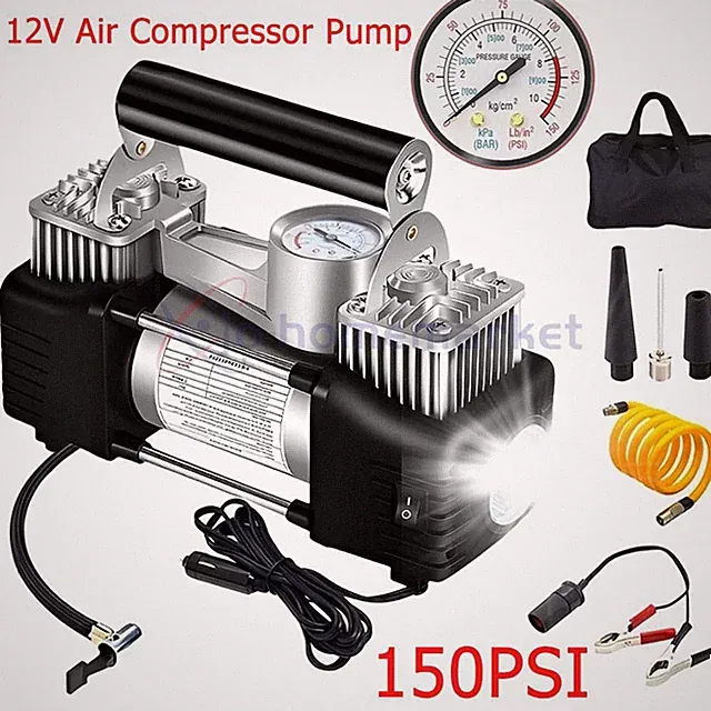 New Heavy Duty Portable Air Compressor Car Tire Inflator Electric Pump Auto 12V