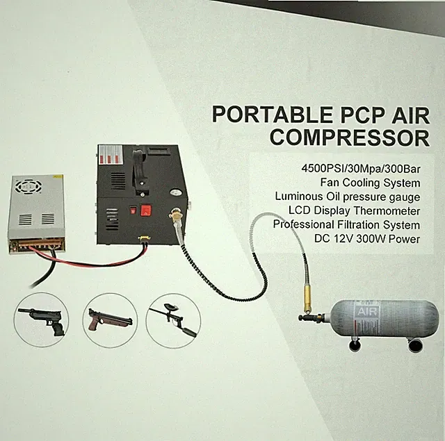 PCP Air Compressor 4500PSI/30MPa Air Pump Manual-Stop w/Built-in Fan