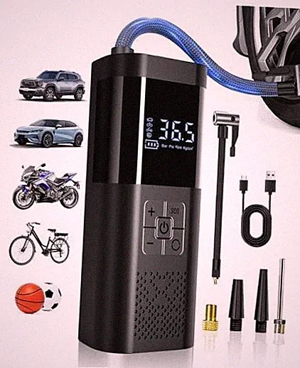 Tire Inflator Portable Air Compressor 150PSI Cordless Air Black Grey Cordless