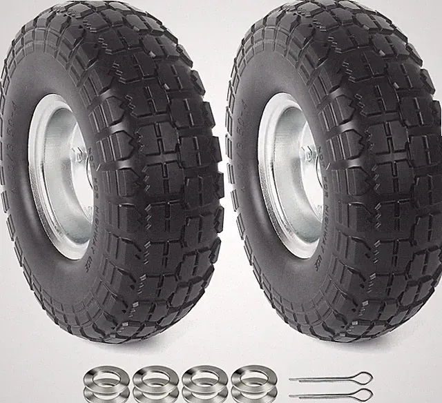 Versatile 10-Inch Solid Rubber Flat-Free Wheels - Ideal for Carts & Wheelbarrows