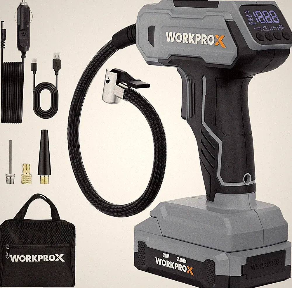 WORKPROX 150PSI Cordless Tire Inflator Portable Air Compressor Car Air Tire Pump