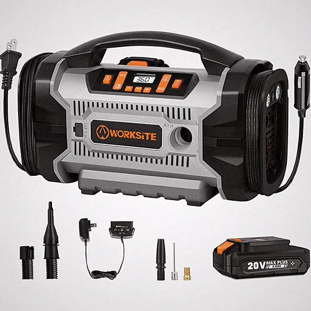 WORKSITE Tire Inflator Air compressor Portable, 160 PSI Car Air Pump with Mul...